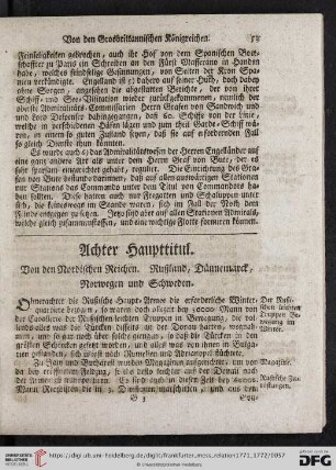 Achter Haupttitul. Von den Nordischen Reichen. Rußland, Dännemarck, Norwegen unnd Schweden