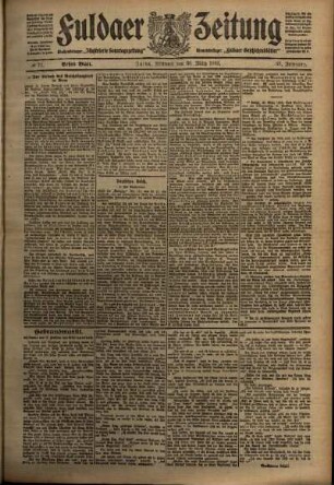 Erste Ausgabe vom Mittwoch, den 30. März 1910.