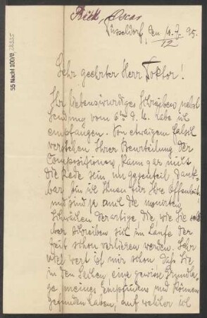 Brief an B. Schott's Söhne : 10.07.1895
