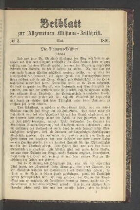 Beiblatt N° 3. Mai. 1891