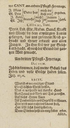 Am dritten Pfingst-Feyertage.