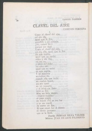 Clavel del aire : Canción porteña