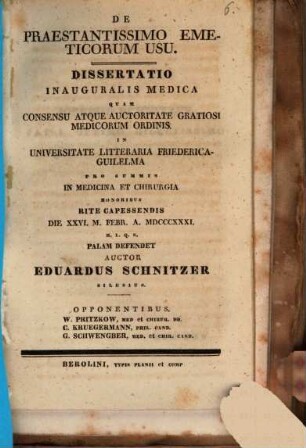 De praestantissimo emeticorum usu : diss. inaug. med.