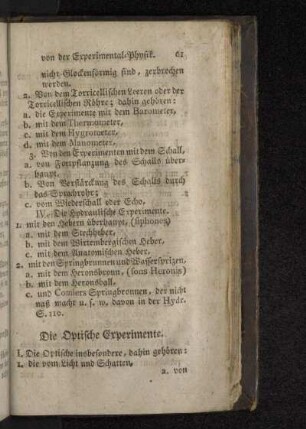Die Optische Experimente.