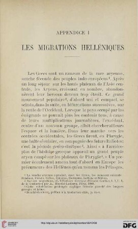 Appendice I: Les migrations helléniques