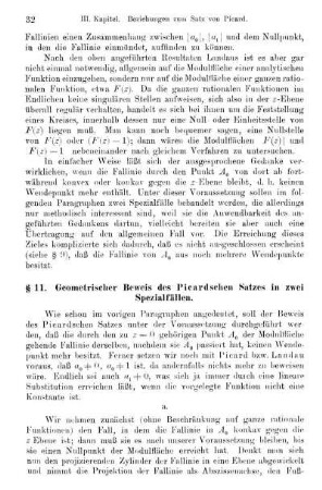 §11. Geometrischer Beweis des Picardschen Satzes in zwei Spezialfällen