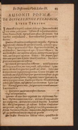 Ausonii Popmae. De Differentiis Verborum, Liber Tertius.