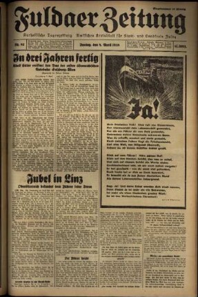Ausgabe vom Freitag, den 08. April 1938.