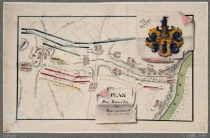 Lageplan der Schlacht bei Kesselsdorf am 15.12.1745 mit dem Wappen des Curt von Einsiedel