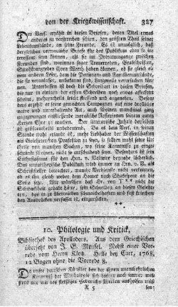 10. Philologie und Kritick.