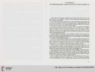 Ladenburg als Mittelpunkt humanistischen Geisteslebens