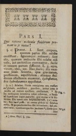 Pars I. Qua ratione moleculae fluidorum premant in se mutuo?