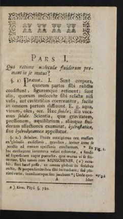 Pars I. Qua ratione moleculae fluidorum premant in se mutuo?