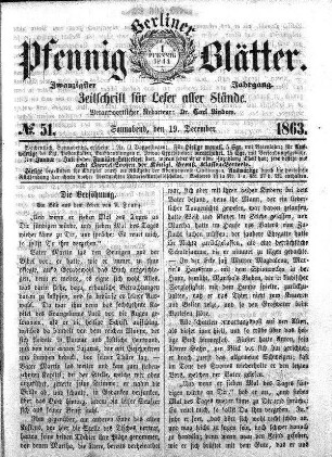 No. 51, Sonnabend, den 19. December 1863
