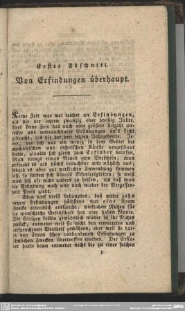 Erster Abschnitt. Von Erfindungen überhaupt