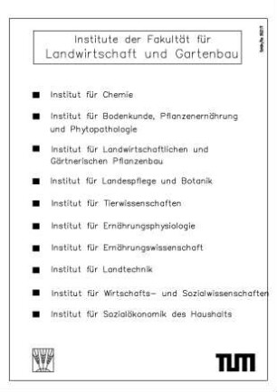 Institute der Fakultät für Landwirtschaft und Gartenbau