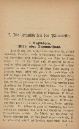 I. Die Krankheiten des Rindviehes