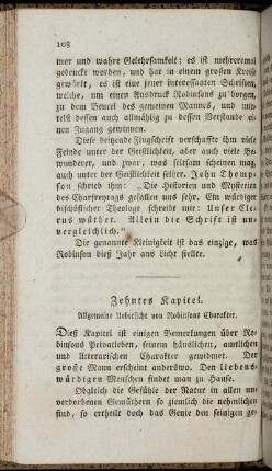 Zehntes Kapitel. Allgemeine Uebersicht von Robinsons Charakter.