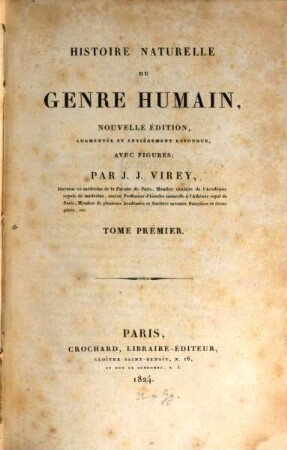 Histoire naturelle du genre humain. 1