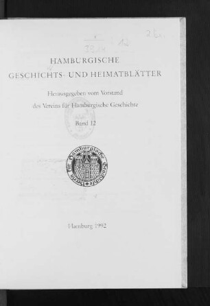 12.1988/92: Hamburgische Geschichts- und Heimatblätter
