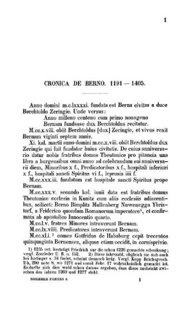 Cronica De Berno. 1191 - 1405.