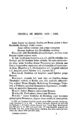Cronica De Berno. 1191 - 1405.