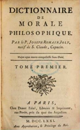 Dictionnaire De Morale Philosophique. 1