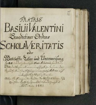 Ps.-Basilius Valentinus: Schola veritatis oder Wahrhaffte Lehre und Unterweisung