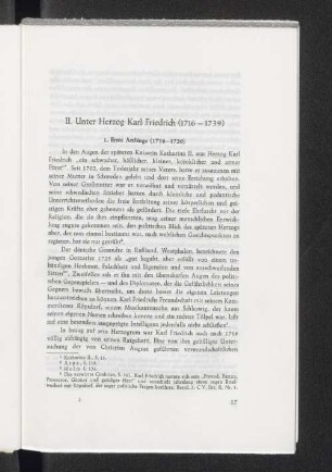 II. Unter Herzog Karl Friedrich (1716-1739)