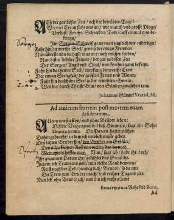 Ad amicum fratrem post mortem etiam desideratum.