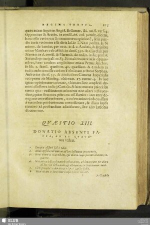 Quaestio XIII. Donatio Absenti Facta, An Et Quatenus valeat
