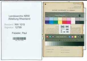 Entnazifizierung Paul Fieseler , geb. 30.06.1893 (Steuersekretaer)