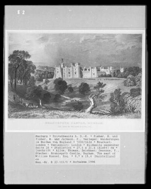 Wanderungen im Norden von England, Band 1 — Bildseite gegenüber Seite 28 — Brancepeth Castle, Durham. The seat of William Russel, Esq.