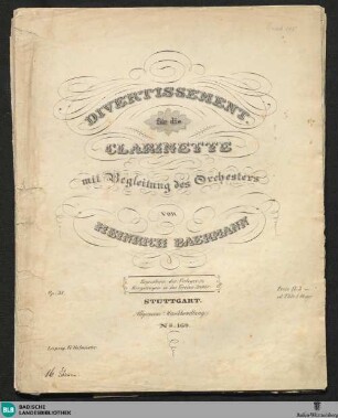 Divertissement für die Clarinette mit Begleitung des Orchesters : op. 38