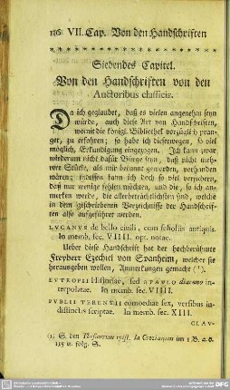 Siebendes Capitel. Von den Handschriften von den Auctoribus classicis