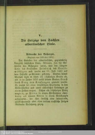 V. Die Herzöge von Sachsen albertinischer Linie