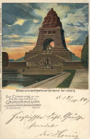 Völkerschlacht-National-Denkmal bei Leipzig: zur Erinnerung an die Feierlichkeit der Grundsteinlegung des Völkerschlacht-National-Denkmals 18. October 1900