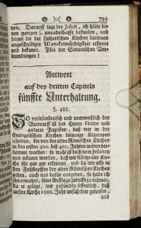 Antwort auf des dritten Capitels fünffte Unterhaltung.