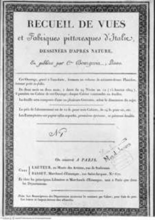 Recueil de vues et Fabriques pittoresques d'Italie ..., Titelblatt