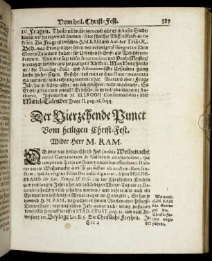 Der Vierzehende Punct Vom heiligen Christ-Fest. Wider H. M. Ram.