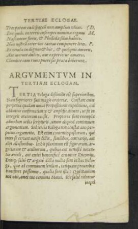 Argumentum In Tertiam Eclogam.