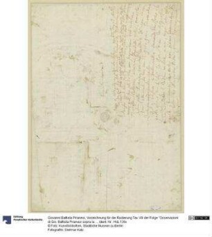 Vorzeichnung für die Radierung Tav. VIII der Folge "Osservazioni di Gio. Battista Piranesi sopra la lettre di M. Mariette ..."