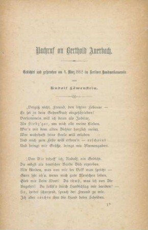 Nachruf an Berthold Auerbach