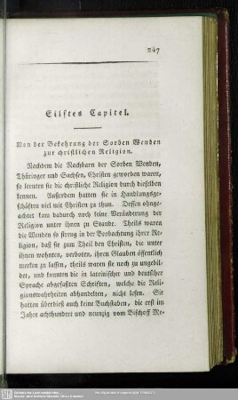 Eilftes Capitel. Von der Bekehrung der Sorben Wenden zur christlichen Religion