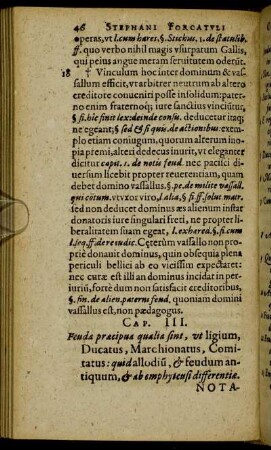 Cap. III. Feuda præcipua qualia sint, ut ligium, Ducatus, Marchionatus, Comitatus [...]