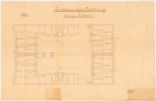 Arbeiterwohnhäuser, Berlin-Moabit: Sickingenstraße 7-8: Grundriss KG, Entwässerung 1:100