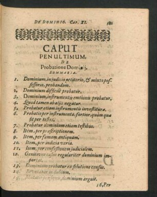 Caput Pen Ultimum. De Probatione Dominii.