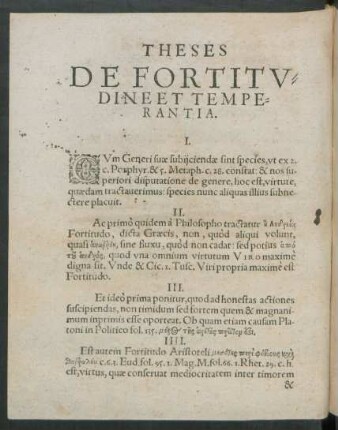 Theses De Fortitudine Et Temperantia.