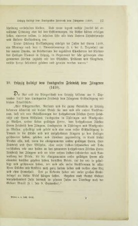 10. Leipzig huldigt dem Landgrafen Friedrich dem Jüngeren (1410)