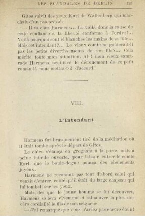 VIII. L'Intendant